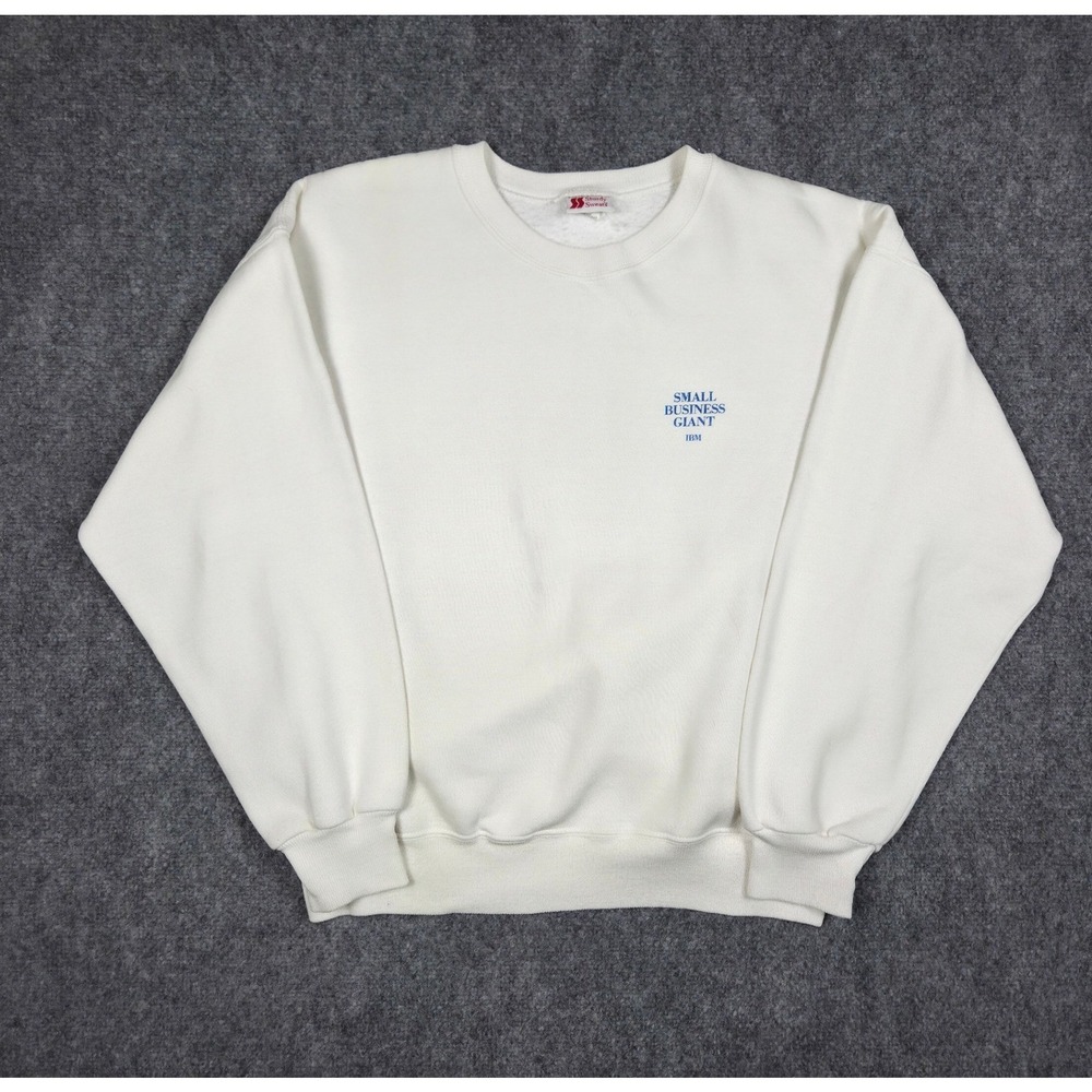 Vintage IBM Sweatshirt Mens Large White Small Business Giant Bassett-Walker USA